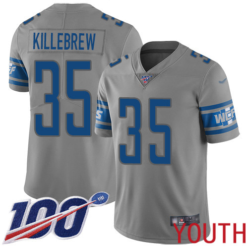 Detroit Lions Limited Gray Youth Miles Killebrew Jersey NFL Football #35 100th Season Inverted Legend